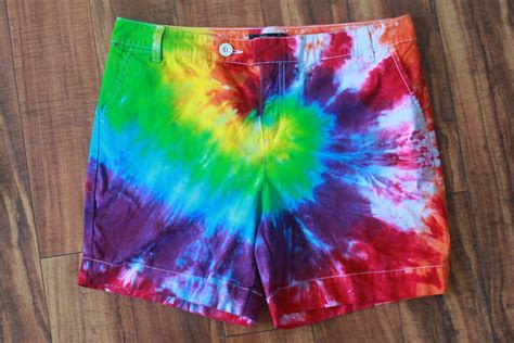 Tie Dye Rainbow Shorts Womens Size 12p Upcycled Etsy