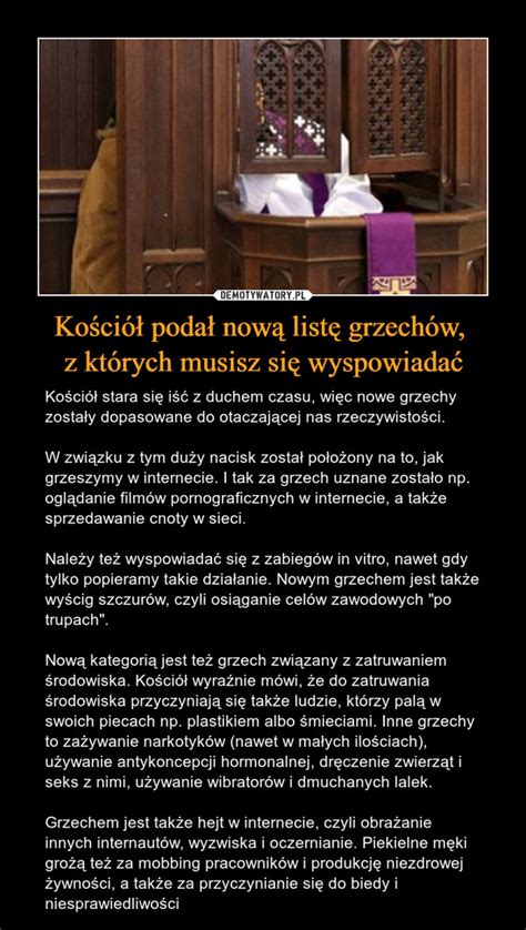 Ko Ci Poda Now List Grzech W Z Kt Rych Musisz Si Wyspowiada