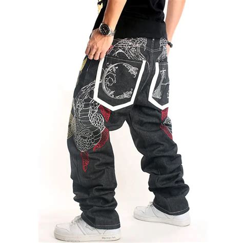 Pantalones Largos Holgados Para Hombre Jeans Bordados De Rap Hip Hop