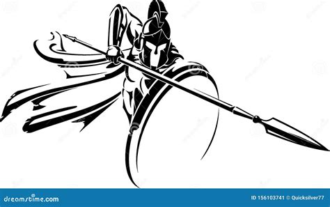 Spartan Spear Defensive Attack Stock Vector Illustration Of Greek