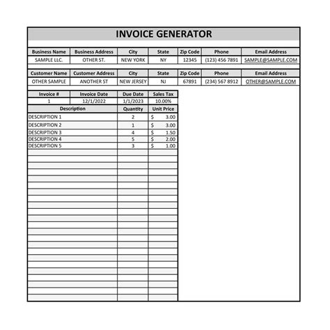 INVOICE TEMPLATE Excel - Etsy