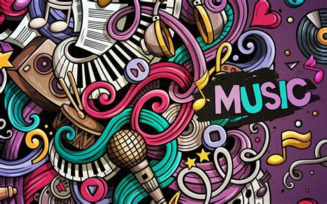 Download wallpapers music art, creative, doodles, abstract art, notes ...