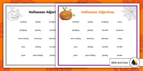 Printable Adjectives For Halloween Word Mat Twinkl USA