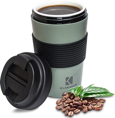 Klaraber Ceramic Travel Mug With Lid Personalised Travel Mug Portable