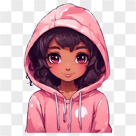 Download Kawaii Anime Girl In Pink Hoodie Online Creative Fabrica