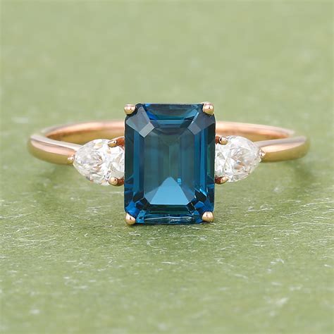 Emerald Cut London Blue Topaz Engagement Ring Gardensring