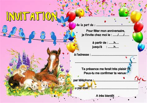 D Crypter Imagen Carte Invitation Anniversaire Cheval Imprimer