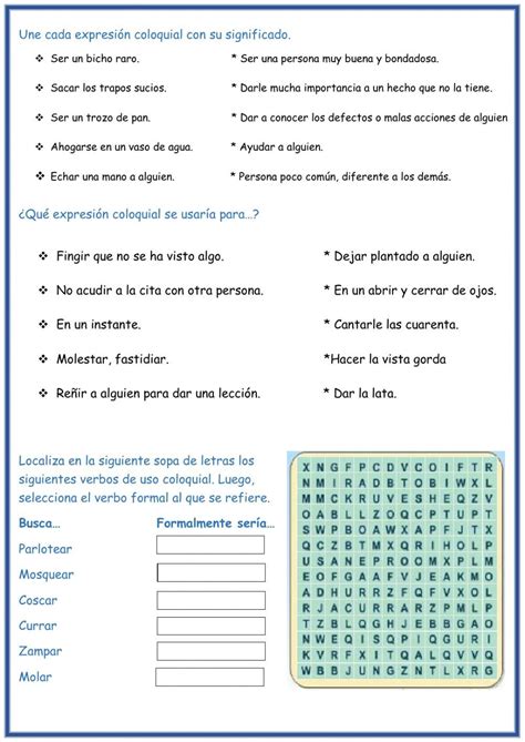 Ejercicio De Lengua Coloquial Y Culta Words Word Search Puzzle