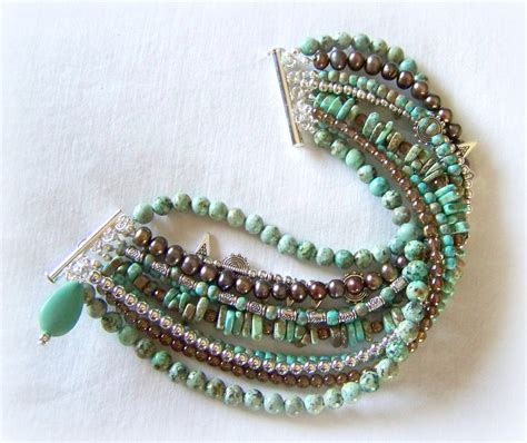 Multi Strand Bracelet Turquoise And Brown Etsy