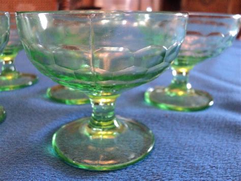 Five Vintage Green Depression Sherbert Dessert Dishes Etsy