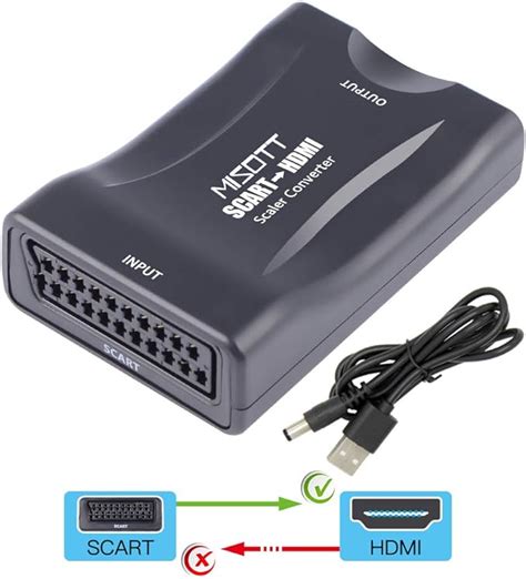 Misott Convertidor Scart A Hdmi Adaptador Scart Hdmi Scart Con Hdmi