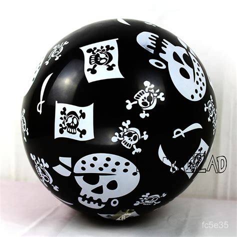 12inch Pirate Rubber Balloons Pirate Skull Ghost Halloween Funny Black