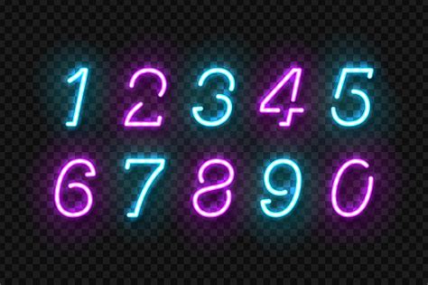 Vector Set Of Realistic Isolated Neon Sign Of Numbers Logo For Template