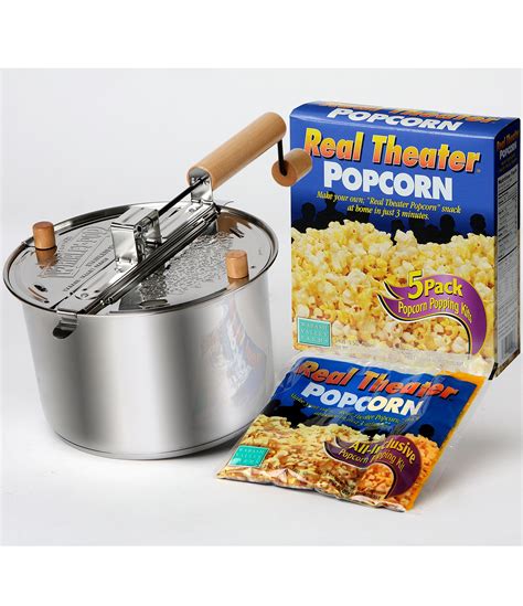 Wabash Valley Farms Stainless Steel Whirley Pop Popcorn Maker With All Inclusive 5 Pack Set