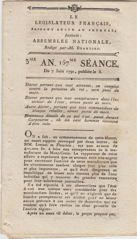 Tout Complot Ou Attentat Contre Le Roi Sera Puni De Mort Tous