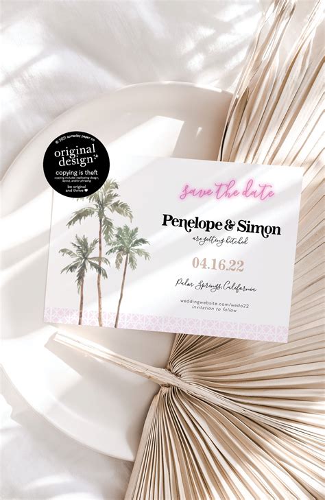 Palm Springs Save the Date Printable Palm Tree Save Our Date | Etsy