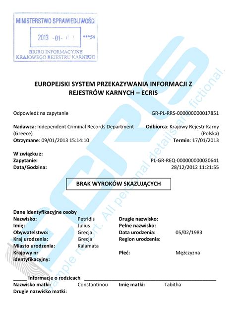 Greek criminal record check from Penal Registration Department - ECRIS