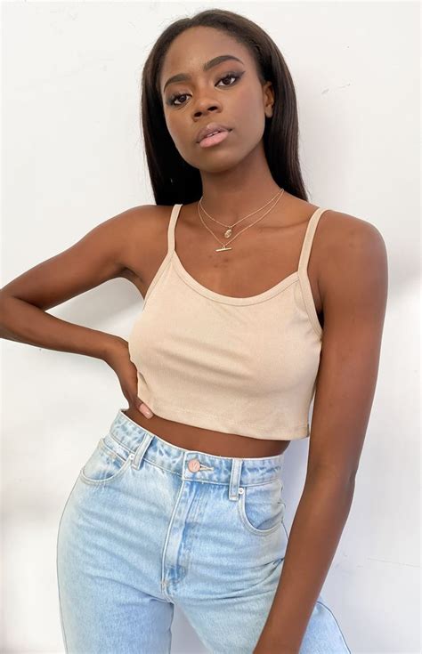 Hilary Tank Nude Beige Crop Tops Sleeveless Tops Summer Tank Tops