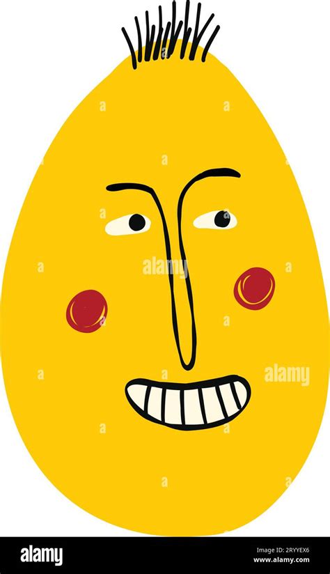 Funky Yellow Strange Egg With Sarcastic Face Cute Quirky Comic Easter