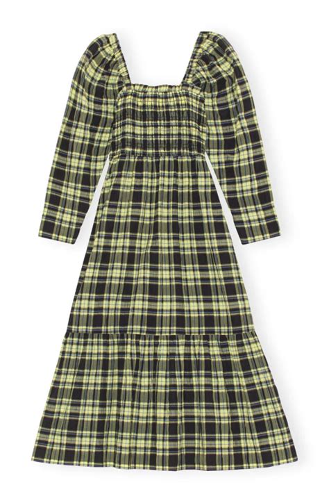 Rent Seersucker Check Smock Dress Ganni HURR