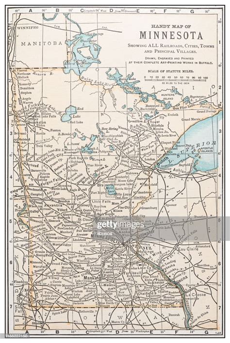 Antique Vintage Retro Usa Map Minnesota High Res Vector Graphic Getty