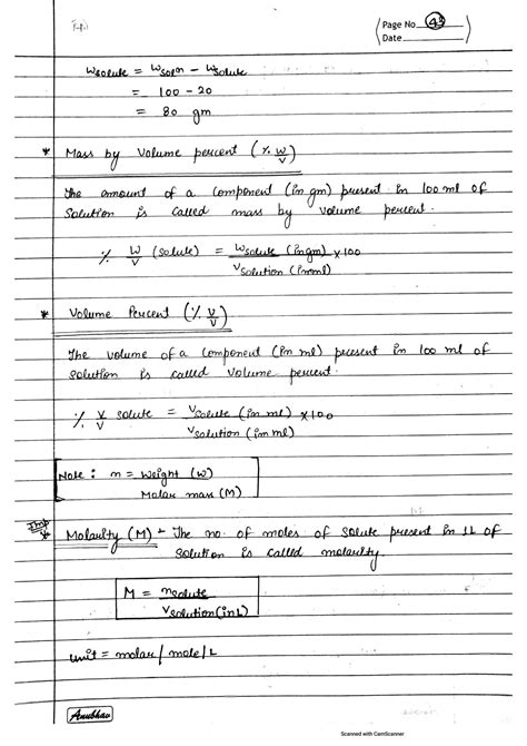 Solution Solutions Best Handwritten Notes Class 12 Chemistry Studypool