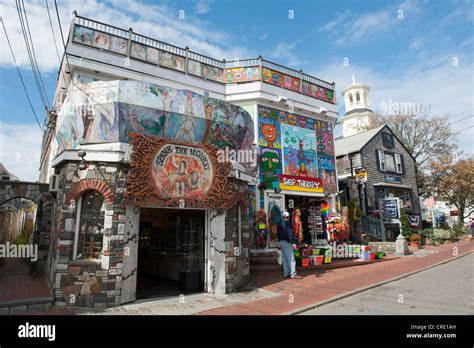 Various Shops In A Hippie Style Provincetown Cape Cod Stock Photo