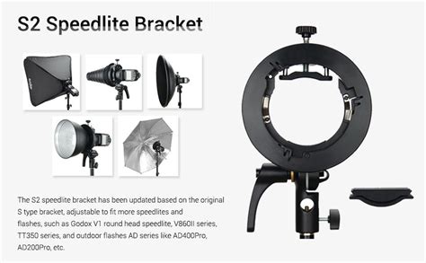 Godox S2 Ny S typ Flash Mount Bowens fäste för Godox V1 V860II AD200