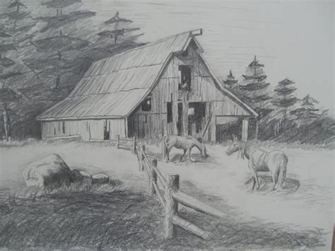 Pencil Sketches Of Old Barns Pencil Drawings Of Barns Drawing Art