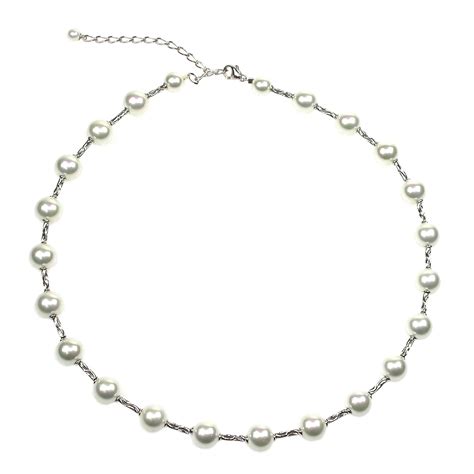 Silver Necklace With Pearls