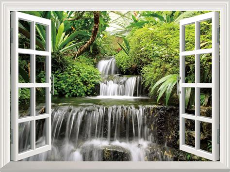 Amazon Flfk Fake Window Wall Sticker Waterfall Faux Window Wall