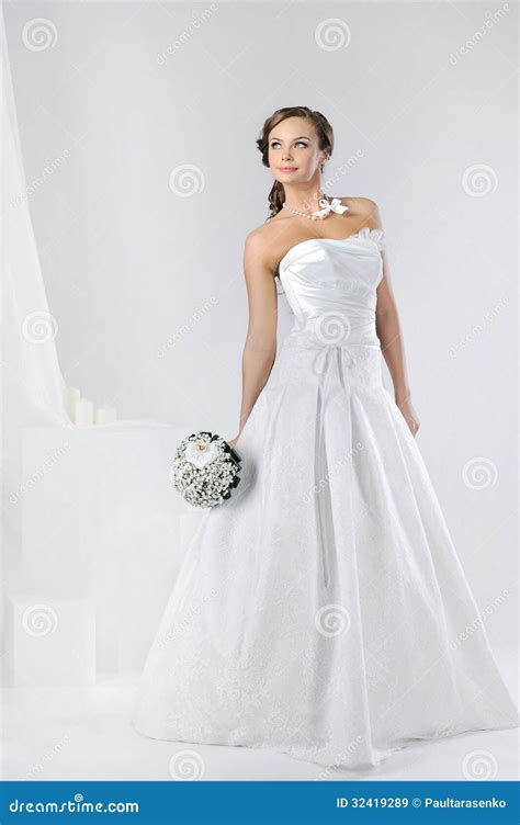 Beautiful Bride In A Luxurious Wedding Dress Stock Image Image Of