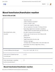 Blood Transfusion Transfusion Reaction Flashcards Quizlet Pdf