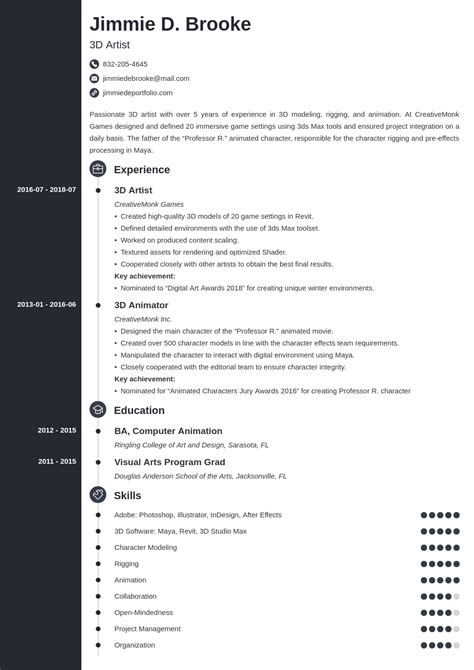 3D Artist Resume Sample Writing Guide 20 Tips