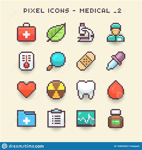 Pixel Icons Medical 2 Stock Vector Illustration Of Clinic 143642649