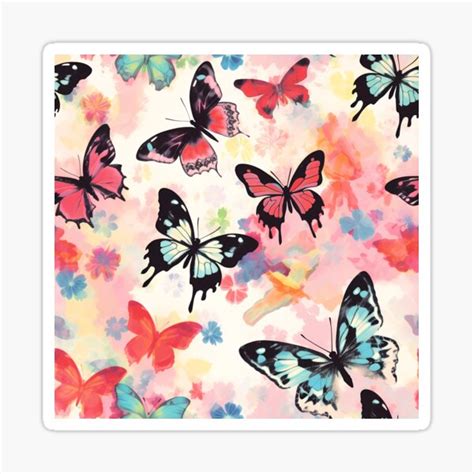 Pastel Butterflies Sticker For Sale By Lorissatrope Redbubble