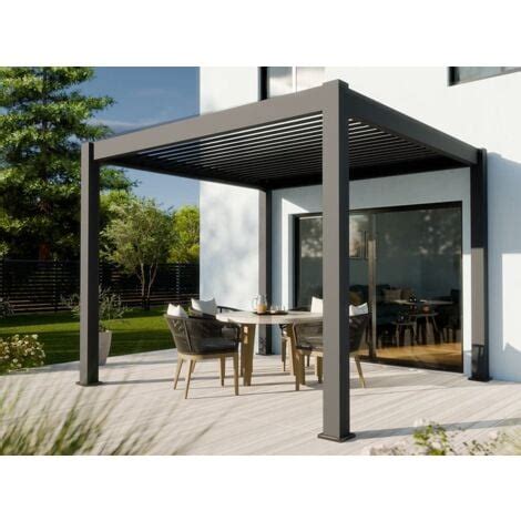 Pergola Bioclimatique Aluminium Autoportee 9m2 3X3m Gris