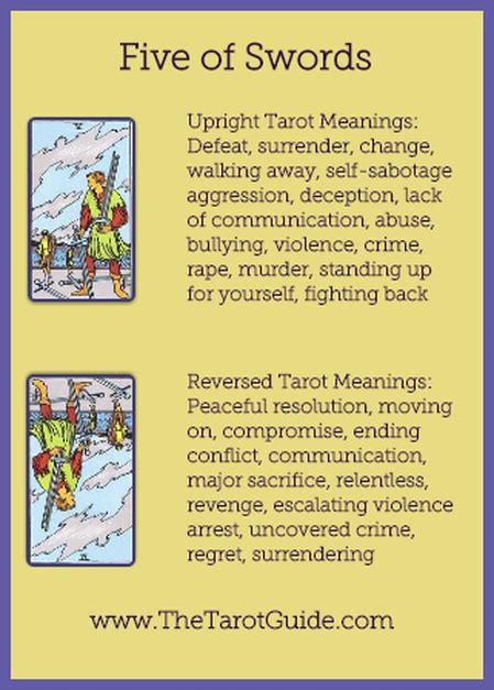 Five Of Swords Tarot Learning Tarot Book Reading Tarot Cards