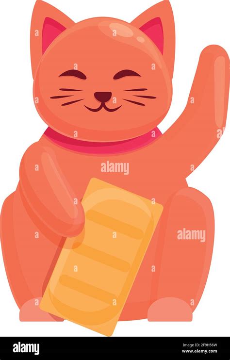 Red lucky cat icon. Cartoon of Red lucky cat vector icon for web design ...