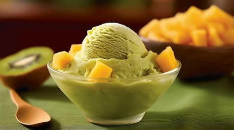 Premium Ai Image Kiwi Ice Cream With Mint And Fresh Kiwi Fruits