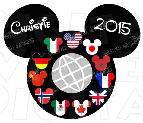 Epcot World Showcase Countries Flags Mickey Mouse Head Ears 2 Etsy