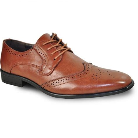 Men's Dress Shoe Wingtip Oxford Tan Cognac Brown Shoe - Wide Width ...