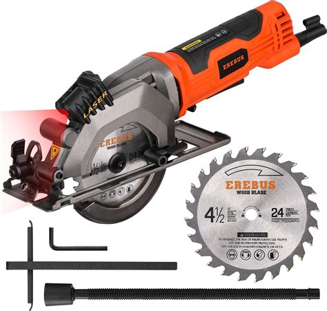 Erebus 4amp 3500rpm Mini Circular Saw With Laser Guide 4 12 24t Tct Blade 76602l