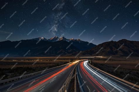 Premium Photo | A highway with a night sky and a highway with a ...