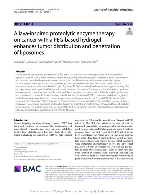 PDF A Lava Inspired Proteolytic Enzyme Therapy On Cancer With A PEG