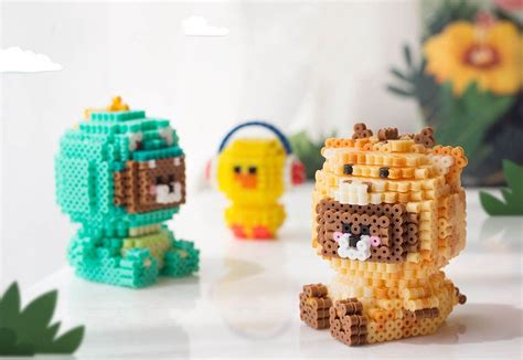 Line Friends Brown Dinosaur Giraffe 3d Perler Bead Pattern Tutorial