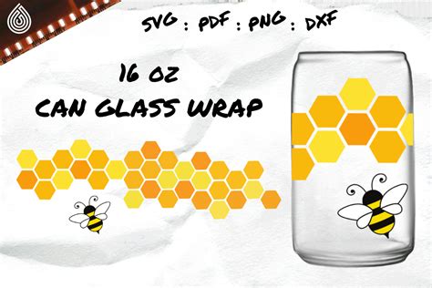 Honeycomb With Bee 16oz Can Glass Graphic By Svg Holywatershop