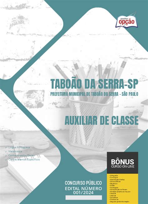 Apostila Prefeitura de Taboão da Serra SP em PDF Auxiliar de Classe