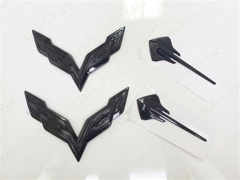 5pc Front Rear Stingray Corvette Letter Black Crossed Flags 2014 19 C7 Corvettes Ebay