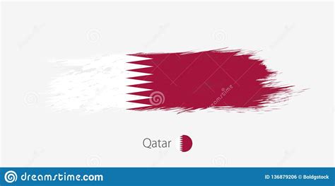 Flag Of Qatar Grunge Abstract Brush Stroke On Gray Background Stock